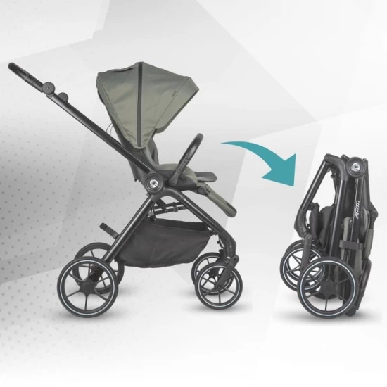 Carucior modular 4 in 1 Coccolle Serry Moss green cu Scoica auto iSize Coccolle Knox Black si Baza isofix iSize Coccolle Knox