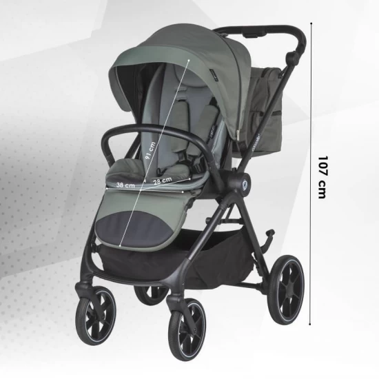Carucior modular 4 in 1 Coccolle Serry Moss green cu Scoica auto iSize Coccolle Knox Black si Baza isofix iSize Coccolle Knox