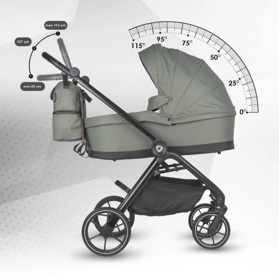 Carucior modular 4 in 1 Coccolle Serry Moss green cu Scoica auto iSize Coccolle Knox Black si Baza isofix iSize Coccolle Knox