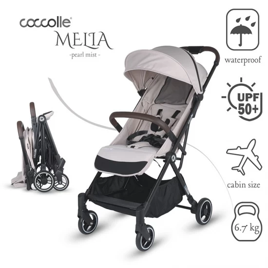 Carucior sport cu pliere automata si copertina cu protectie UV50 Coccolle Melia Pearl Mist