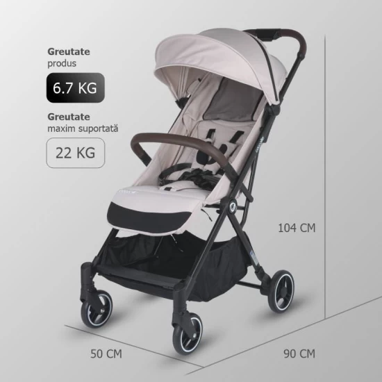 Carucior sport cu pliere automata si copertina cu protectie UV50 Coccolle Melia Pearl Mist