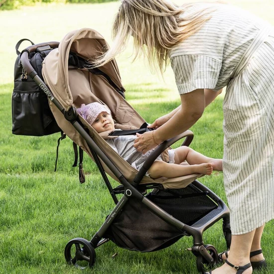 Carucior sport cu pliere automata si spatar reglabil Qplay Grav Bej