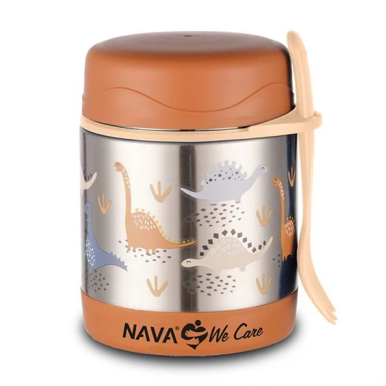 Caserola inox Nava We care 350 ml Dino Brown Caserola inox Nava We care 350 ml Dino Brown