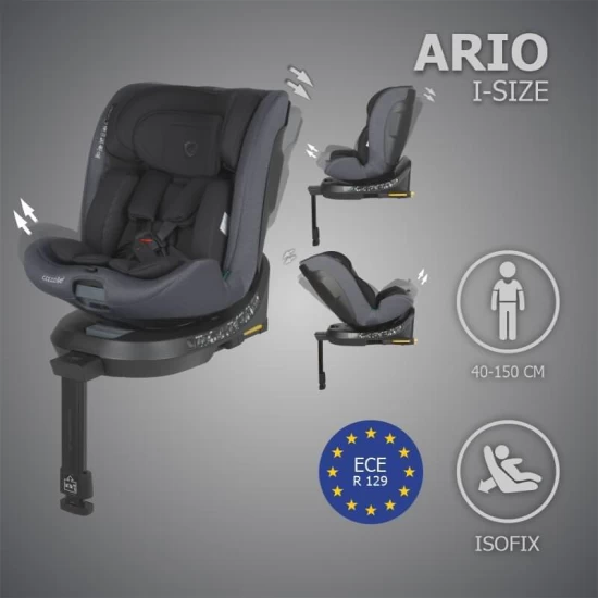Scaun auto iSize 40-150 cm cu rotire 360 grade si sistem Isofix Coccolle Ario Anthracite