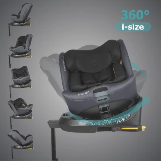 Scaun auto iSize 40-150 cm cu rotire 360 grade si sistem Isofix Coccolle Ario Anthracite