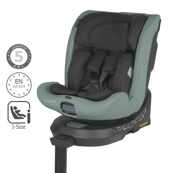 Scaun auto iSize 40-150 cm cu rotire 360 grade si sistem Isofix Coccolle Ario Forest Sage