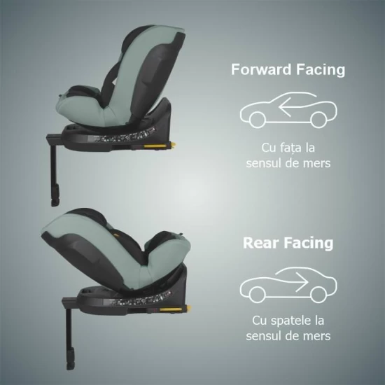 Scaun auto iSize 40-150 cm cu rotire 360 grade si sistem Isofix Coccolle Ario Forest Sage