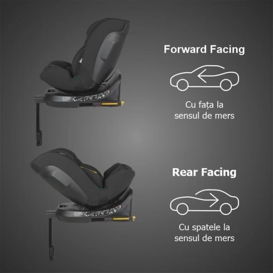 Scaun auto iSize 40-150 cm cu rotire 360 grade si sistem Isofix Coccolle Ario Midnight Black