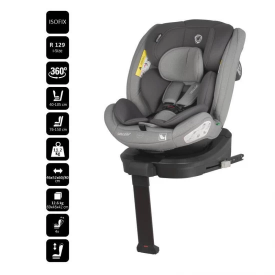 Scaun auto iSize 40-150 cm Coccolle Sidra Moonlit Grey Scaun auto iSize 40-150 cm Coccolle Sidra Moonlit Grey