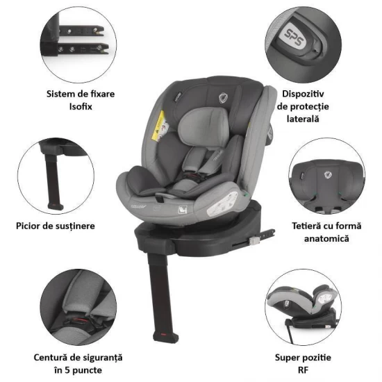 Scaun auto iSize 40-150 cm Coccolle Sidra Moonlit Grey Scaun auto iSize 40-150 cm Coccolle Sidra Moonlit Grey