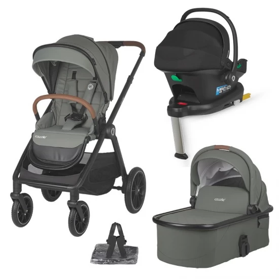 Sistem modular 4 in 1 Coccolle Aspen Moss Green cu Scoica auto iSize Coccolle Knox Black si Baza isofix iSize Coccolle Knox