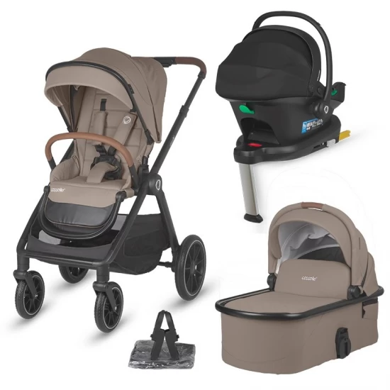 Sistem modular 4 in 1 Coccolle Aspen Sand Beige cu Scoica auto iSize Coccolle Knox Black si Baza isofix iSize Coccolle Knox