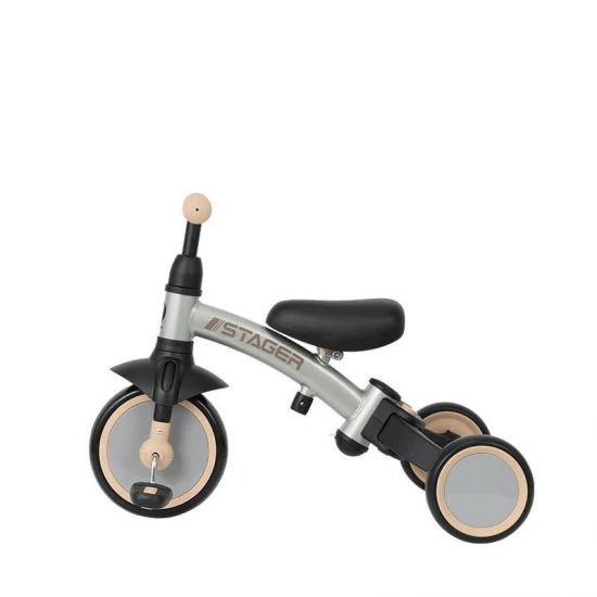 Tricicleta evolutiva pliabila cu maner parental Qplay Stager Argintiu