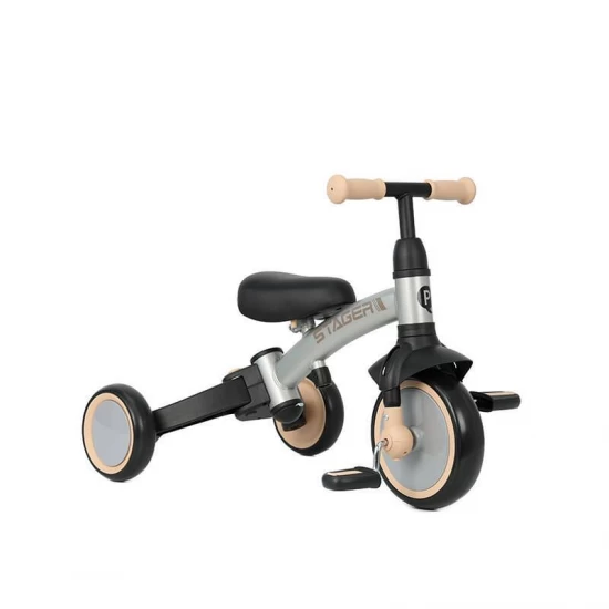 Tricicleta evolutiva pliabila cu maner parental Qplay Stager Argintiu