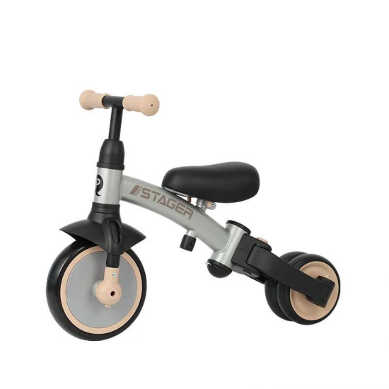 Tricicleta evolutiva pliabila cu maner parental Qplay Stager Argintiu