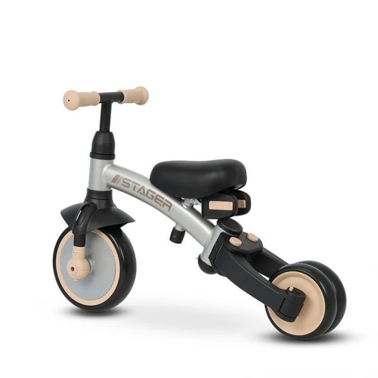 Tricicleta evolutiva pliabila cu maner parental Qplay Stager Argintiu