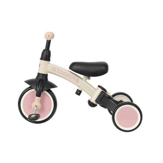 Tricicleta evolutiva pliabila cu maner parental Qplay Stager Roz
