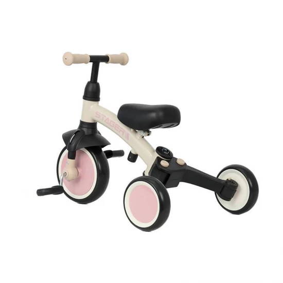 Tricicleta evolutiva pliabila cu maner parental Qplay Stager Roz