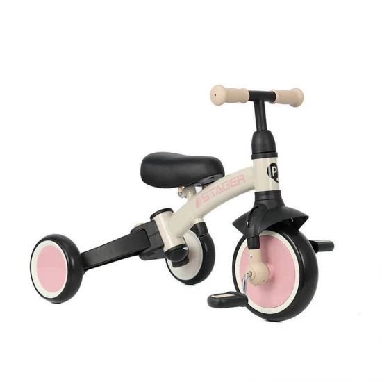 Tricicleta evolutiva pliabila cu maner parental Qplay Stager Roz
