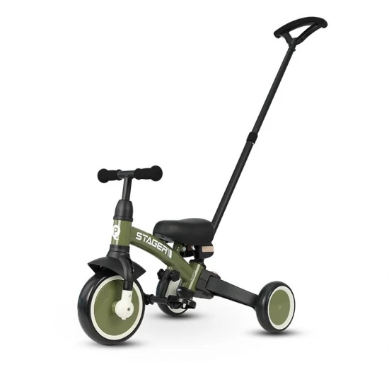Tricicleta evolutiva pliabila cu maner parental Qplay Stager Verde
