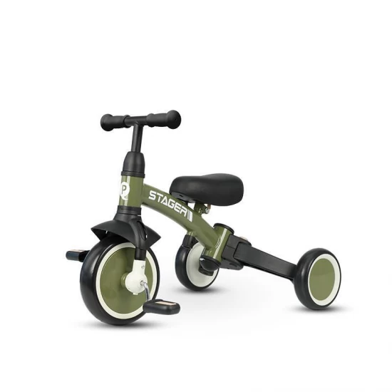 Tricicleta evolutiva pliabila cu maner parental Qplay Stager Verde