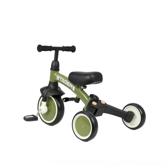 Tricicleta evolutiva pliabila cu maner parental Qplay Stager Verde