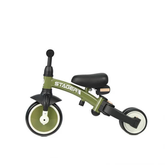 Tricicleta evolutiva pliabila cu maner parental Qplay Stager Verde