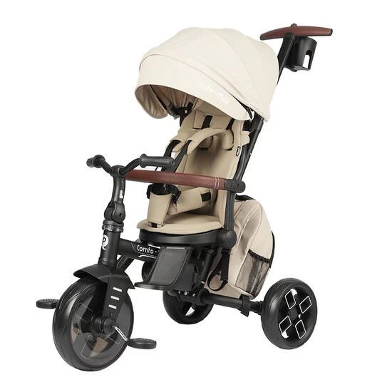 Tricicleta ultrapliabila cu scaun pivotant si copertina detasabila Qplay Comfo Max Bej