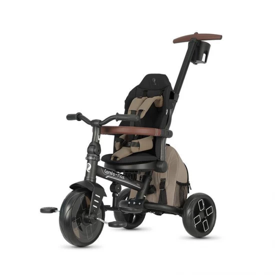 Tricicleta ultrapliabila cu scaun pivotant si copertina detasabila Qplay Comfo Max Bej inchis