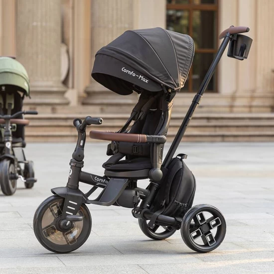 Tricicleta ultrapliabila cu scaun pivotant si copertina detasabila Qplay Comfo Max Gri