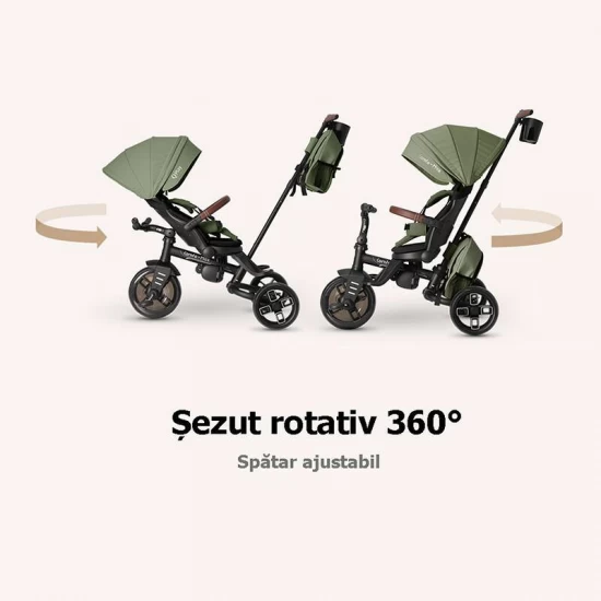 Tricicleta ultrapliabila cu scaun pivotant si copertina detasabila Qplay Comfo Max Verde
