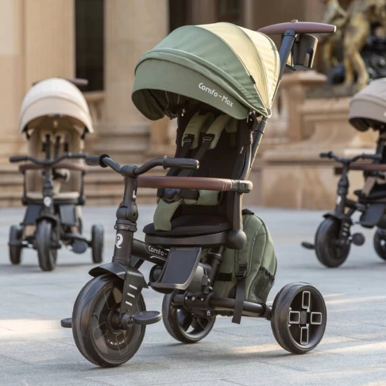 Tricicleta ultrapliabila cu scaun pivotant si copertina detasabila Qplay Comfo Max Verde