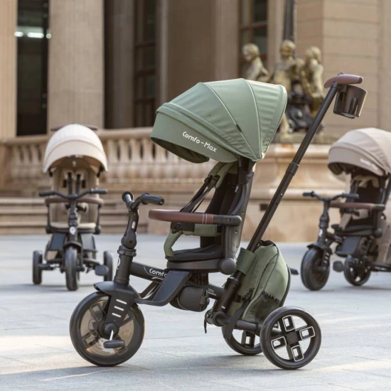 Tricicleta ultrapliabila cu scaun pivotant si copertina detasabila Qplay Comfo Max Verde