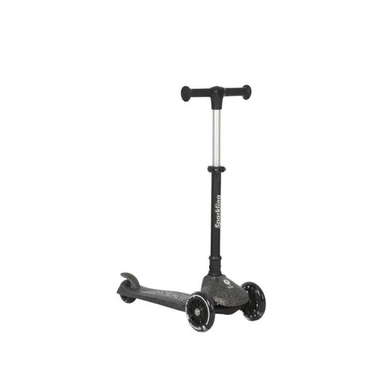 Trotineta pliabila cu roti luminoase si ghidon reglabil Qplay Sparkling Negru