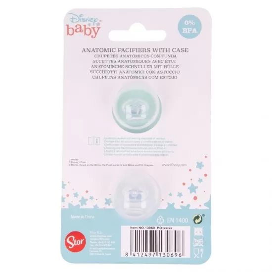 Set 2 suzete ortodontice Disney Mickey din silicon cu capac de protectie 6 luni+ Set 2 suzete ortodontice Disney Mickey din silicon cu capac de protectie 6 luni+