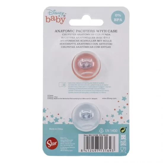 Set 2 suzete ortodontice Disney Minnie din silicon cu capac de protectie 0-6 luni Set 2 suzete ortodontice Disney Minnie din silicon cu capac de protectie 0-6 luni