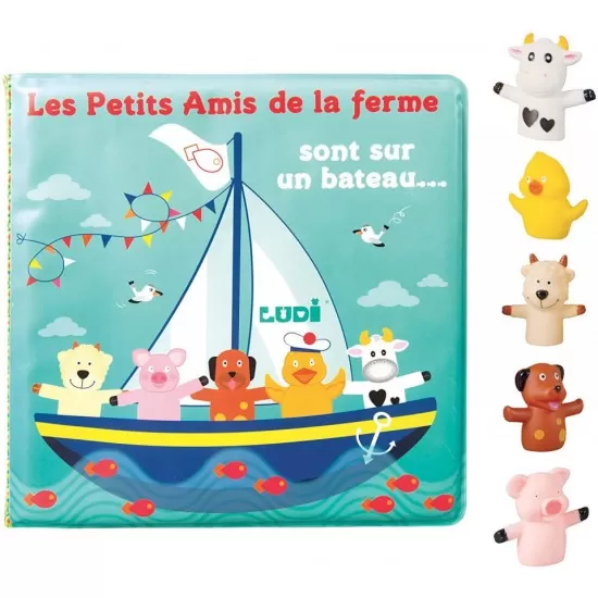 Set de baie carte si marionete pentru degete Ludi Set de baie carte si marionete pentru degete Ludi