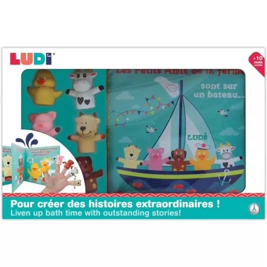 Set de baie carte si marionete pentru degete Ludi Set de baie carte si marionete pentru degete Ludi