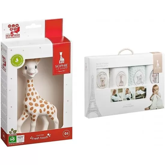 Pachet Girafa Sophie si 4 scutece Sophie