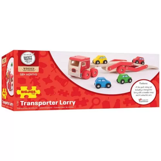Camion din lemn cu platforma pentru masinute Camion din lemn cu platforma pentru masinute