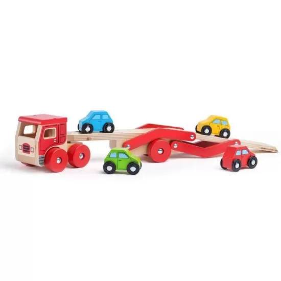Camion din lemn cu platforma pentru masinute Camion din lemn cu platforma pentru masinute
