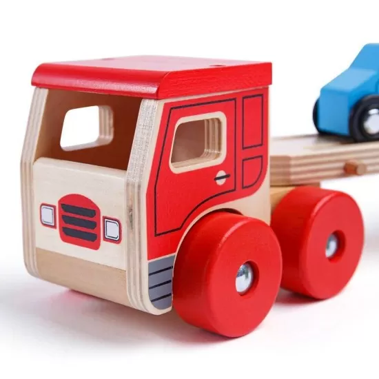 Camion din lemn cu platforma pentru masinute Camion din lemn cu platforma pentru masinute