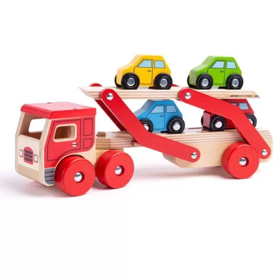 Camion din lemn cu platforma pentru masinute Camion din lemn cu platforma pentru masinute