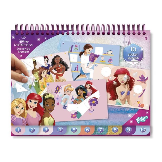 Carte de colorat si abtibilduri cu numere Disney Princess