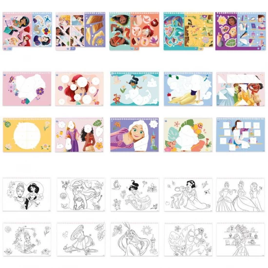 Carte de colorat si abtibilduri cu numere Disney Princess