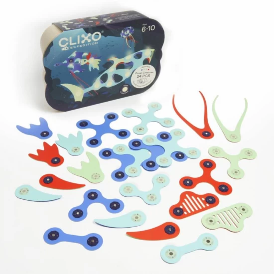 Joc magnetic de construit Clixo - Animalute marine 24 piese Joc magnetic de construit Clixo - Animalute marine 24 piese