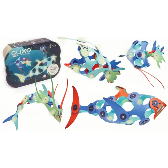 Joc magnetic de construit Clixo - Animalute marine 24 piese Joc magnetic de construit Clixo - Animalute marine 24 piese