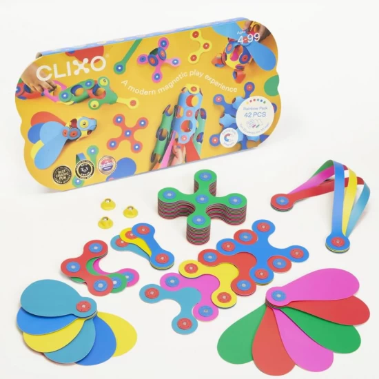 Joc magnetic de construit Clixo - Curcubeu 42 piese