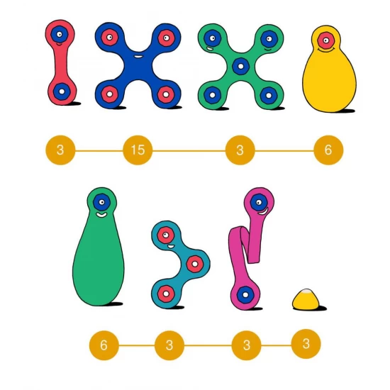 Joc magnetic de construit Clixo - Curcubeu 42 piese