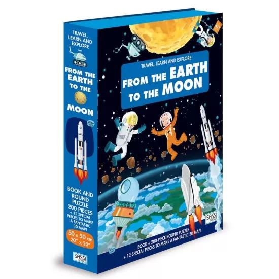 Puzzle 200 piese cu carte - Pamant si Luna Puzzle 200 piese cu carte - Pamant si Luna